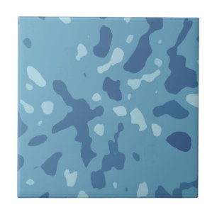 Pastel Blue Abstract Camo Pattern Ceramic Tile