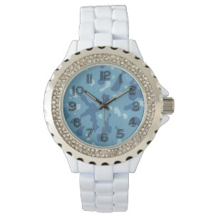 Pastel Blue Abstract Camo Pattern  Watch
