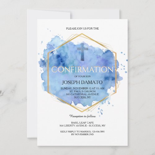 Pastel Blue Abstract Religious Invitation