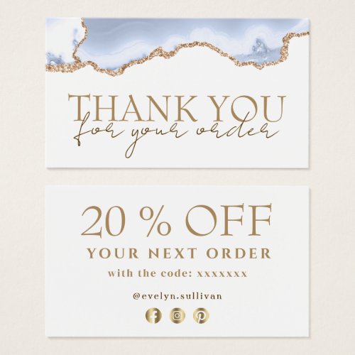 pastel blue agate thank you discount card