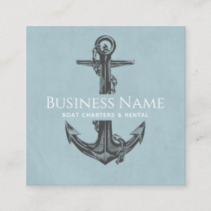 Pastel Blue Anchor & Chain Nautical Social Media S Square Business Card