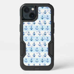 Pastel Blue Anchor Pattern iPhone 13 Case