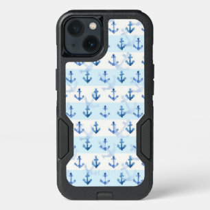 Pastel Blue Anchor Pattern iPhone 13 Case