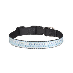 Pastel Blue Anchor Pattern Pet Collar