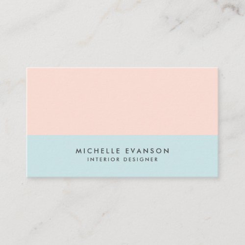 Pastel Blue and Blush Pink Colorblock Simple Business Card