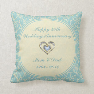 Pastel Blue And Creme Floral Damasks Throw Pillow