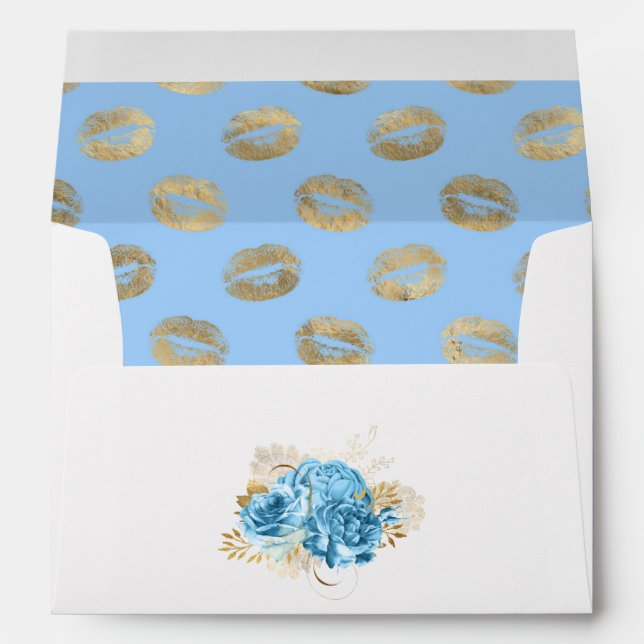 Pastel Blue and Gold Floral Envelope (Back (Bottom))