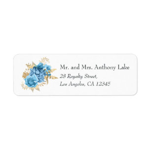 Pastel Blue and Gold Floral Label