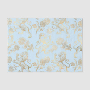 Pastel Blue and Gold Vintage Heraldry Tissue Paper