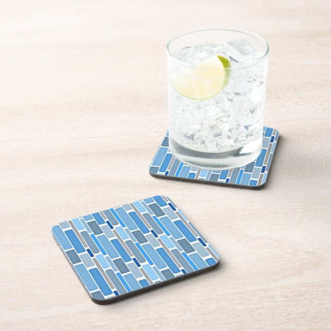 Pastel Blue and Gray Pattern Beverage Coaster (Right Side)