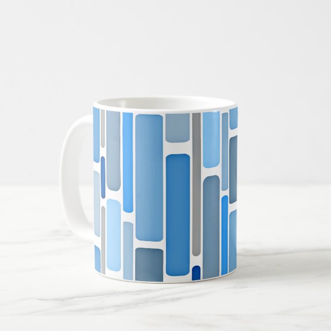 Pastel Blue and Gray Pattern, Coffee Mug (Front Left)