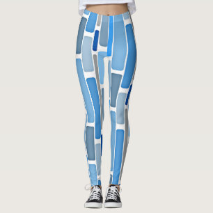 Pastel Blue and Gray Pattern Leggings