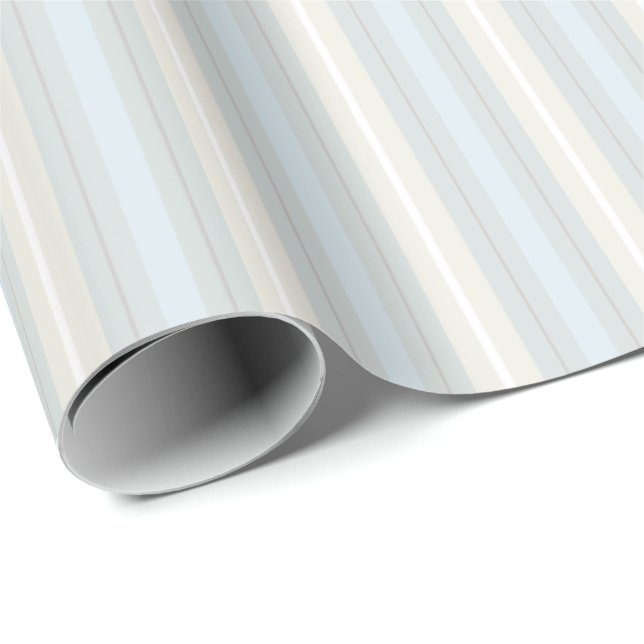 Pastel Blue and Gray Stripes Wrapping Paper (Roll Corner)