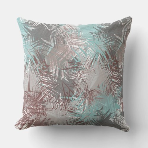 Pastel blue and grey abstract feather throw pillow