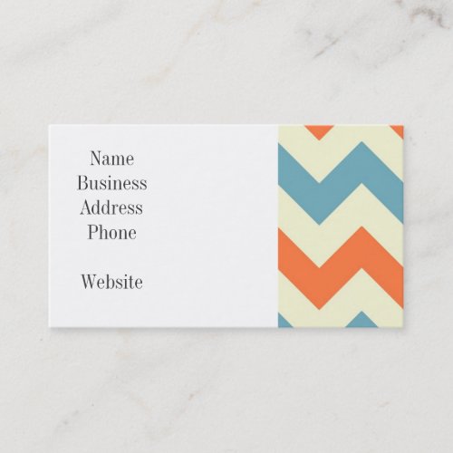 Pastel Blue and Orange Chevron Stripes Business Card