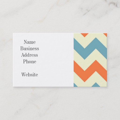 Customizable Pastel Blue and Orange Chevron Stripes Business Card