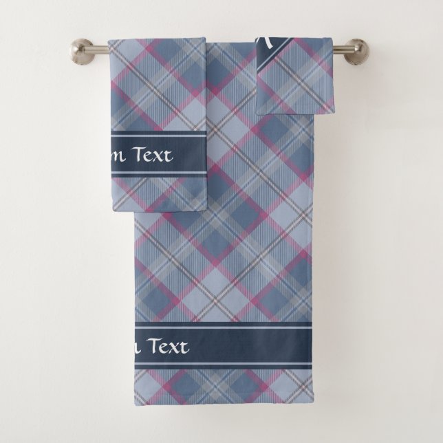 Pastel Blue and Pink Tartan Bath Towel Set (Insitu)