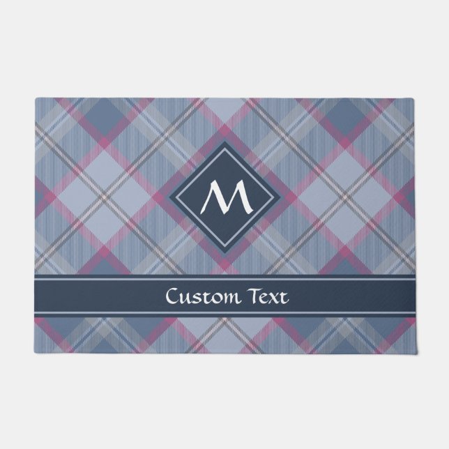 Pastel Blue and Pink Tartan Doormat (Front)