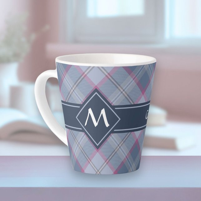 Pastel Blue and Pink Tartan Latte Mug (Creator Uploaded)