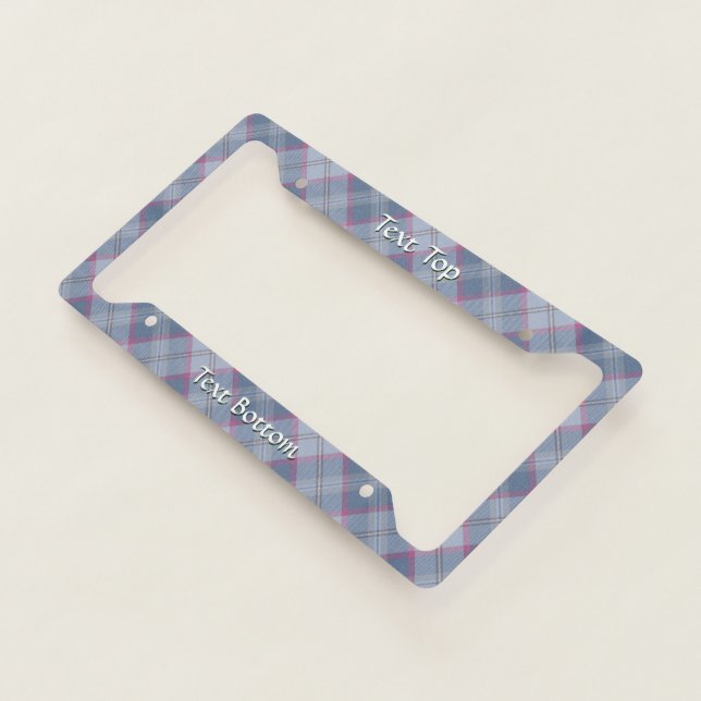 Pastel Blue and Pink Tartan License Plate Frame (3/4)