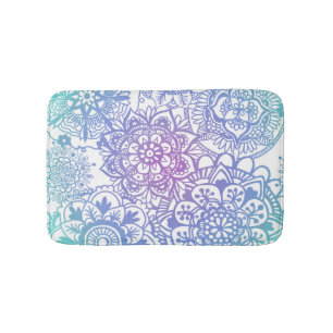 Pastel Blue and Purple Mandala Pattern Bath Mat