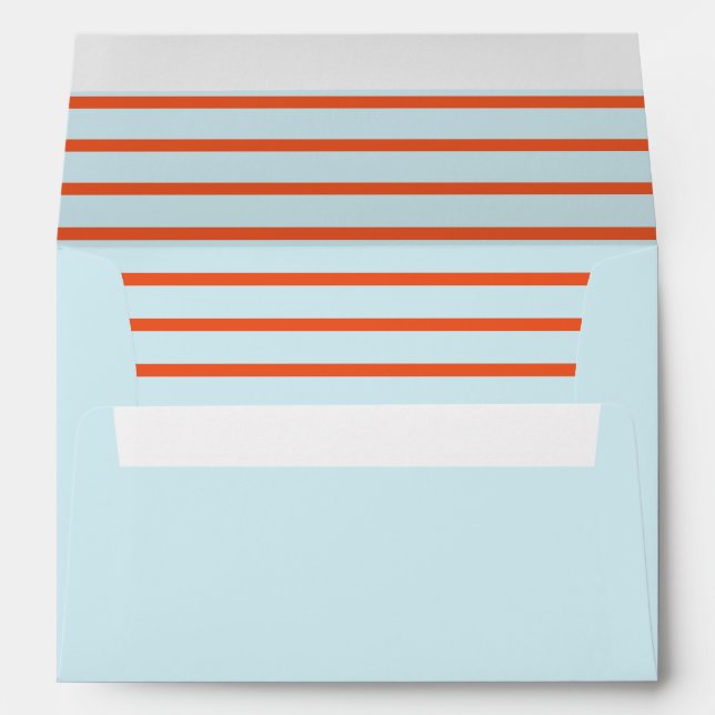 Pastel Blue and Red Stripe Pattern Envelope (Back (Bottom))