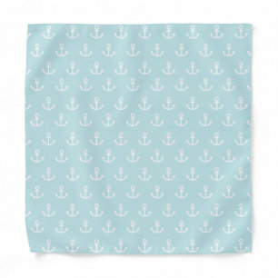 Pastel Blue and White Anchor Pattern Bandana