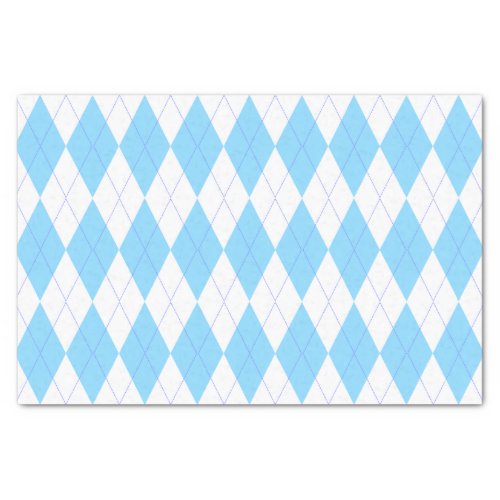 Pastel Blue and White Argyle Pattern Tissue Paper