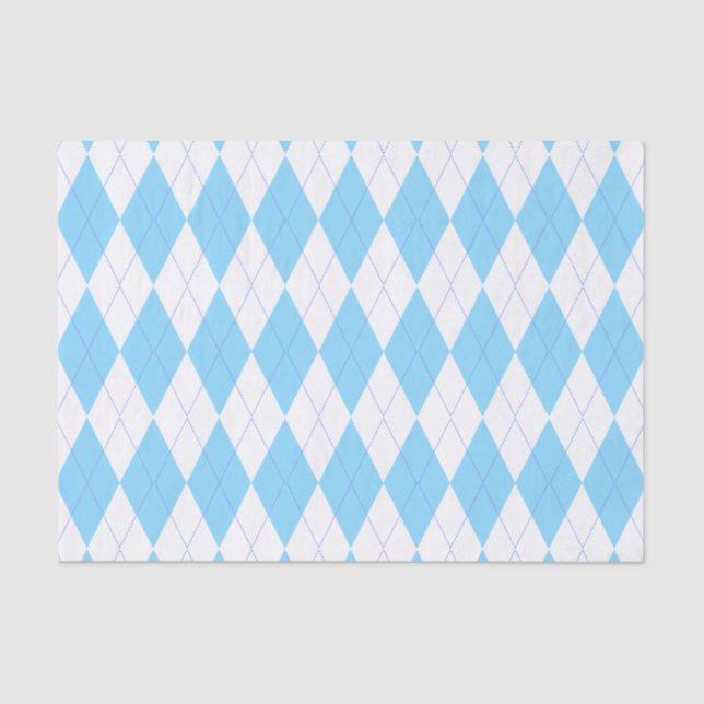 Pastel Blue and White Argyle Pattern Tissue Paper (Front)