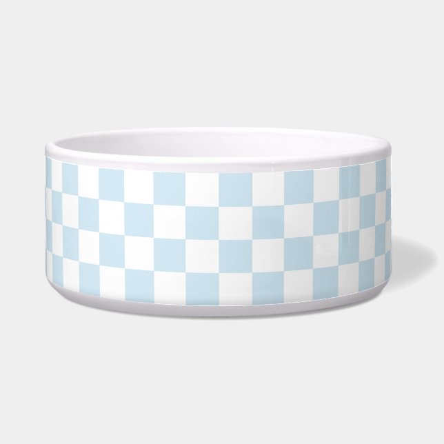 Pastel Blue and White Checkerboard Bowl (Front)
