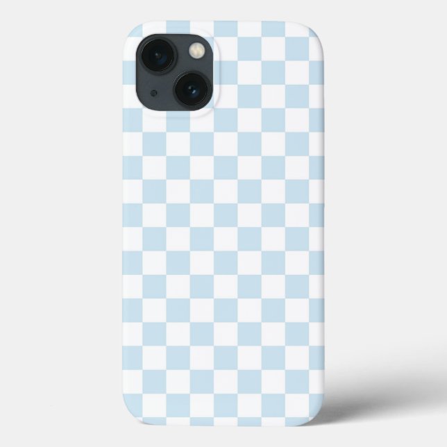Pastel Blue and White Checkerboard Case-Mate iPhone Case (Back)