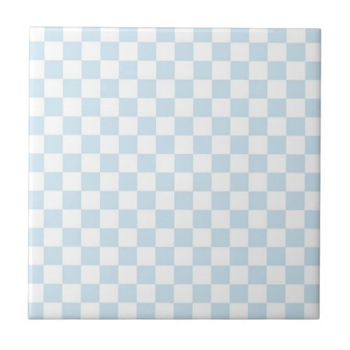 Pastel Blue and White Checkerboard Ceramic Tile