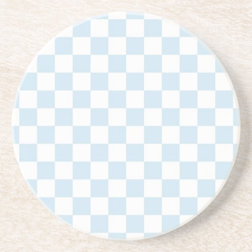 Pastel Blue and White Checkerboard Drink Coaster