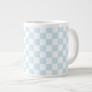 Pastel Blue and White Checkerboard Giant Coffee Mug