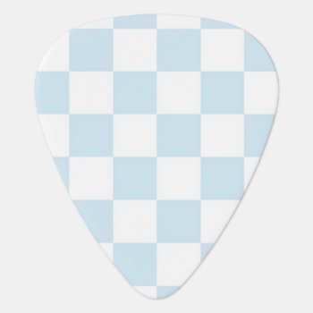 Pastel Blue And White Checkerboard Guitar Pick by sumwoman at Zazzle