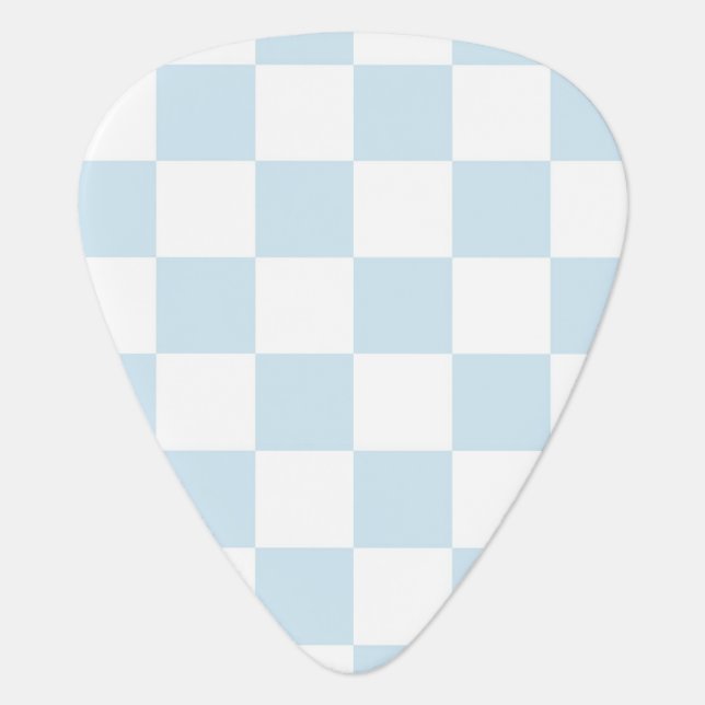 Pastel Blue and White Checkerboard Guitar Pick (Front)
