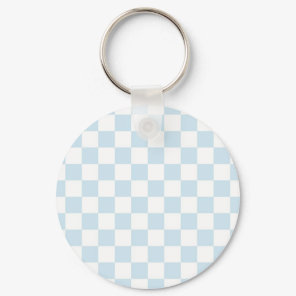 Pastel Blue and White Checkerboard Keychain