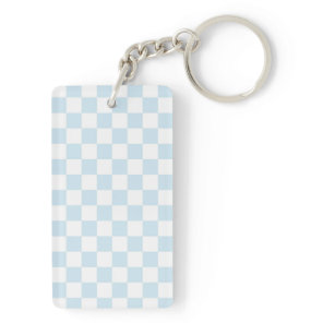 Pastel Blue and White Checkerboard Keychain