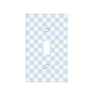 Pastel Blue and White Checkerboard Light Switch Cover
