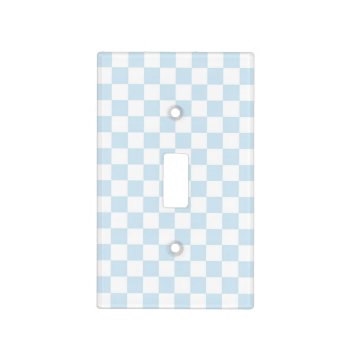 Pastel Blue And White Checkerboard Light Switch Cover by sumwoman at Zazzle