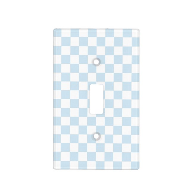 Pastel Blue and White Checkerboard Light Switch Cover (Front)