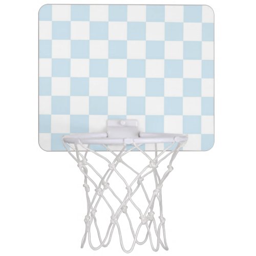 Pastel Blue and White Checkerboard Mini Basketball Hoop