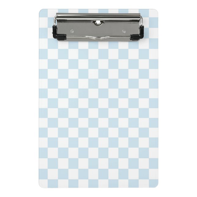 Pastel Blue and White Checkerboard Mini Clipboard (Front)