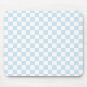 Pastel Blue and White Checkerboard Mouse Pad
