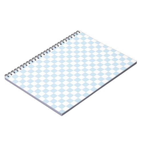 Pastel Blue and White Checkerboard Notebook