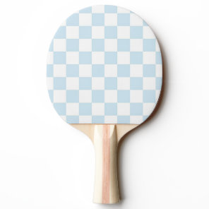 Pastel Blue and White Checkerboard Ping-Pong Paddle