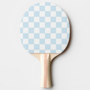 Pastel Blue and White Checkerboard Ping-Pong Paddle