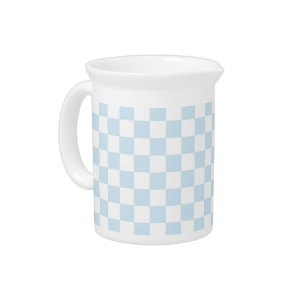 Pastel Blue and White Checkerboard Pitcher