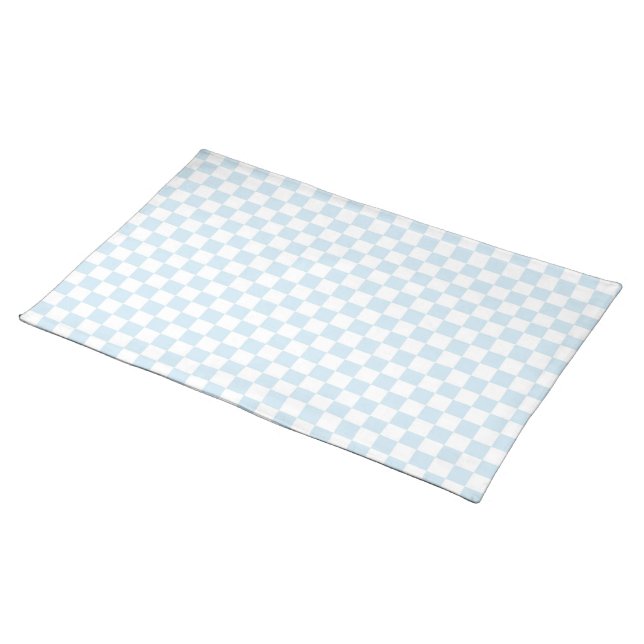 Pastel Blue and White Checkerboard Placemat (On Table)