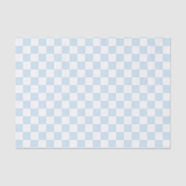 Pastel Blue and White Checkerboard Tissue Paper (Front)